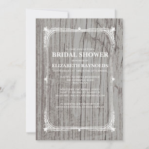 Silver Western Barn Wood Bridal Shower Invitations
