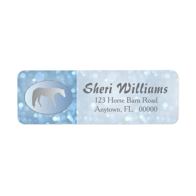 Silver Western Pleasure Horse on Blue Brokeh (Front)