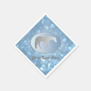 Silver Western Pleasure Horse on Blue Brokeh Napkin