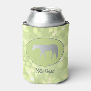 Silver Western Pleasure Horse on Green Brokeh Can Cooler