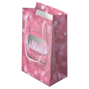 Silver Western Pleasure Horse on Pink Brokeh Small Gift Bag