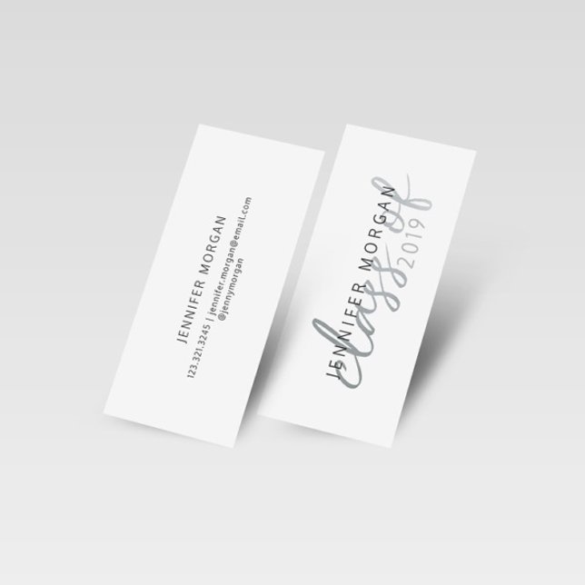 Silver Whimsical Script Graduation Name Card (Creator Uploaded)