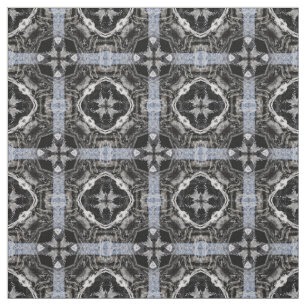 Silver, White, and Black Tiled Pattern Fabric
