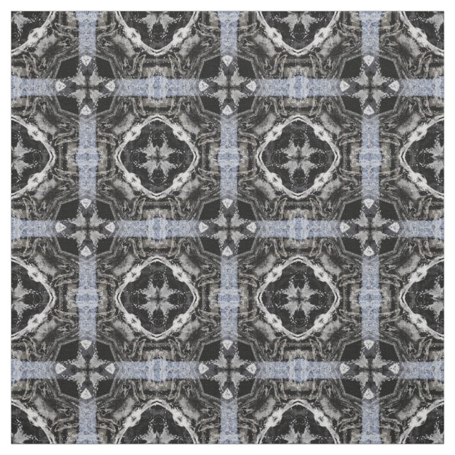 Silver, White, and Black Tiled Pattern Fabric (Swatch)