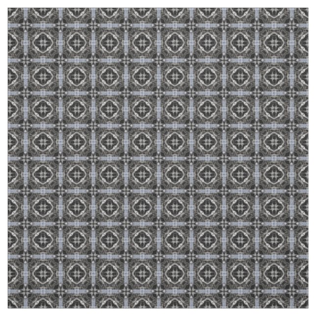 Silver, White, and Black Tiled Pattern Fabric (Swatch)