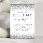 Silver White Any Age Birthday Glitter Modern Invitation<br><div class="desc">Silver and White Glitter Custom Any Age (13th, 16th, 18th, 21st, 30th, 40th, 50th, 60th) Adult Birthday Party Invitation . This is the perfect (thirteen, sixteen, eighteen, twenty one, thirty, forty, fifty or sixty) Fun and Trendy Birthday Invitation for a Modern Elegant Sparkle Girly Birthday Party. Please contact the designer...</div>