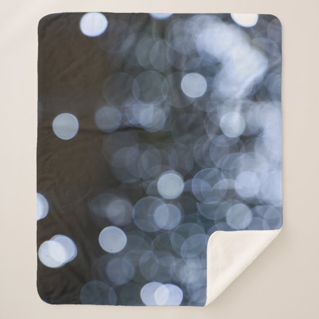 Silver, white bokeh night background. sherpa blanket (Front)
