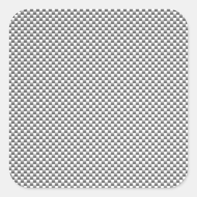 Silver White Carbon Fibre Print Square Sticker (Front)