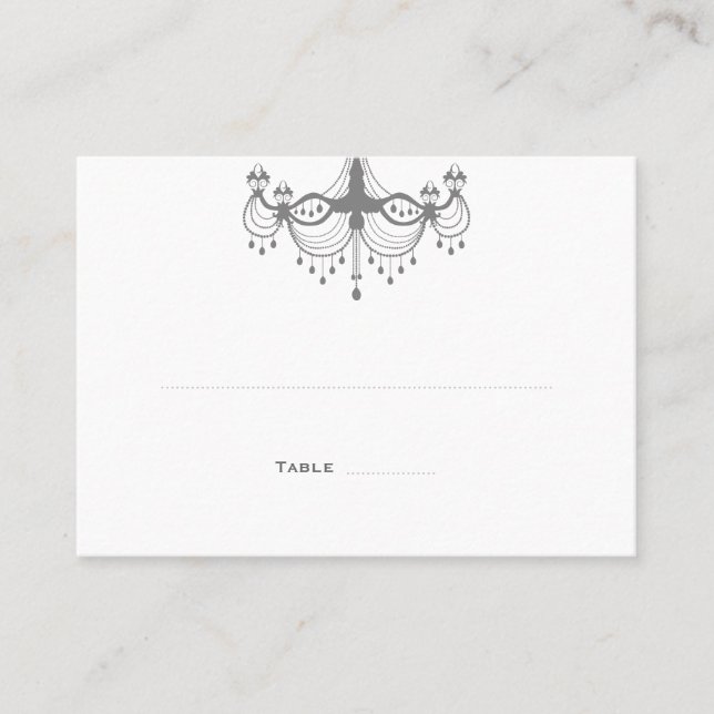 Silver & White Chandelier Place Cards (Front)