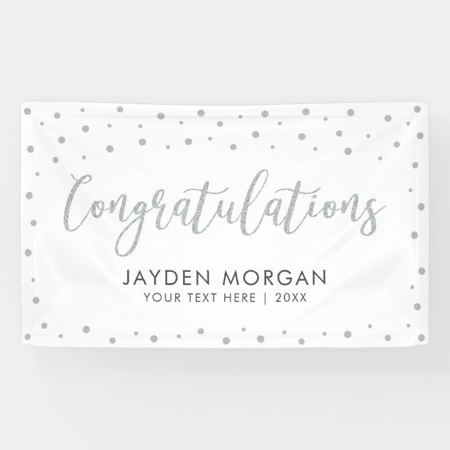 Silver & White | Congratulations Party Event Banner (Horizontal)