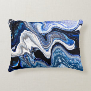 Silver white, deep sea marble texture. accent pillow