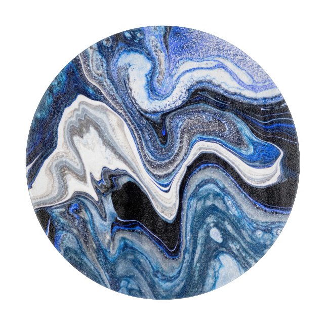 Silver white, deep sea marble texture. cutting board (Front)