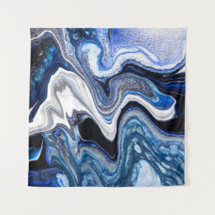 Silver white, deep sea marble texture. tapestry