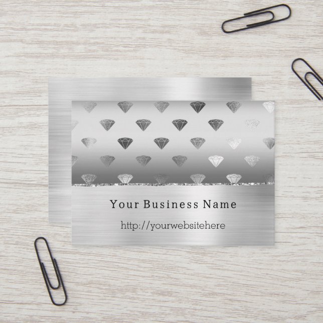 Silver White Diamonds Business name website Business Card (Front/Back In Situ)