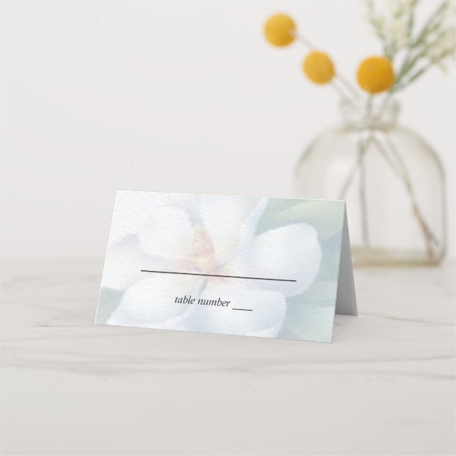 Silver White Dogwood Blossoms Wedding Place Card (Front)