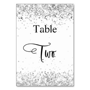 Silver white glitter calligraphy table two 2 number