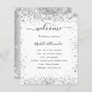 Silver white glitter elegant wedding program