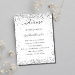 Silver white glitter elegant wedding program poster<br><div class="desc">A modern,  elegant wedding program,  timeline.  A white background decorated with faux silver glitter,  sparkles.  Personalize and add your names and wedding details. Black coloured letters.  If you have more text it's possible to reduce the line space.</div>