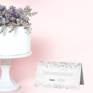 Silver white glitter sparkles wedding  place card