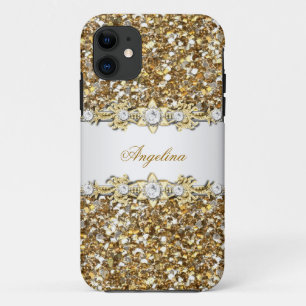 Silver White Gold Diamond Jewel Glitter 2 iPhone 11 Case
