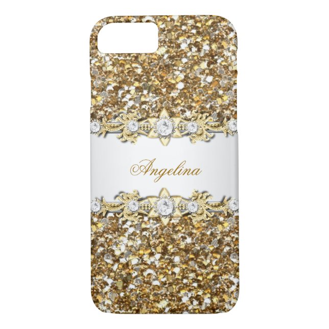 Silver White Gold Diamond Jewel Glitter Case-Mate iPhone Case (Back)