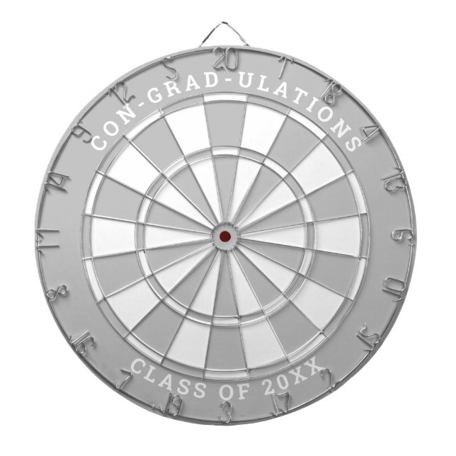 Silver & White Graduation | Custom Text Dartboard (Front)