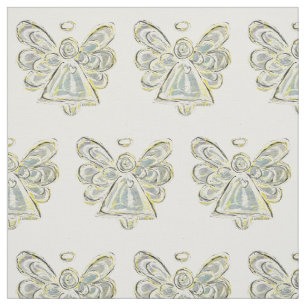 Silver White Guardian Angel Art Fabric Material