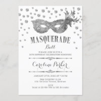 Silver White Masquerade Ball Birthday Party