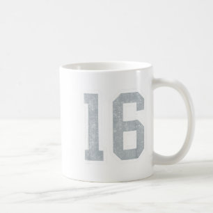 Silver White Number 16 Jersey Player Uniform #16 Coffee Mug
