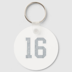 Silver White Number 16 Jersey Player Uniform #16 Keychain