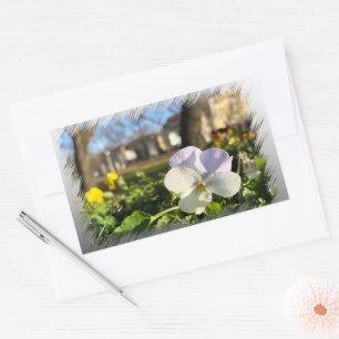 Silver white pansy sticker