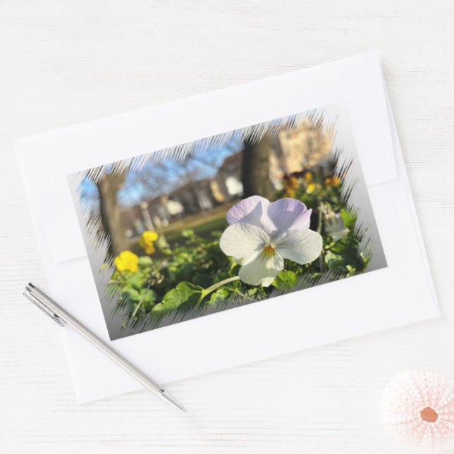 Silver white pansy sticker (Envelope)