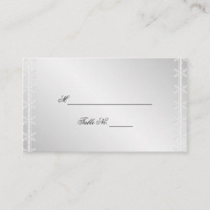 Silver White Snowflake Hiver Mariage Place Cartes