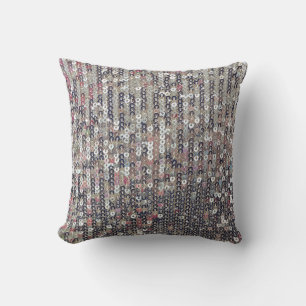 Silver white sparkling crystal sequin        throw pillow