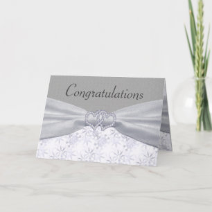 Silver, White Stars & Snowflakes Wedding Card