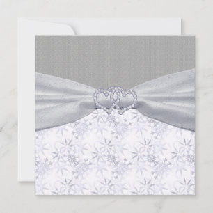 Silver, White Stars & Snowflakes Wedding Invitation