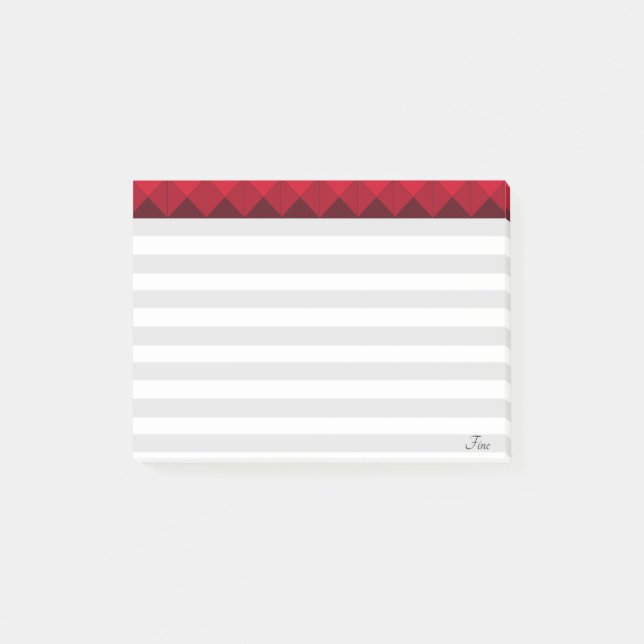 Silver & White Striped & Burgundy Header Post-it Notes (Front)