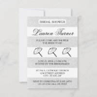 Silver&White Stripes -3x5 Bridal Shower Invitation