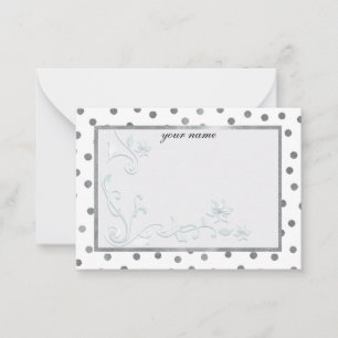 silver white stylish monogrammed card