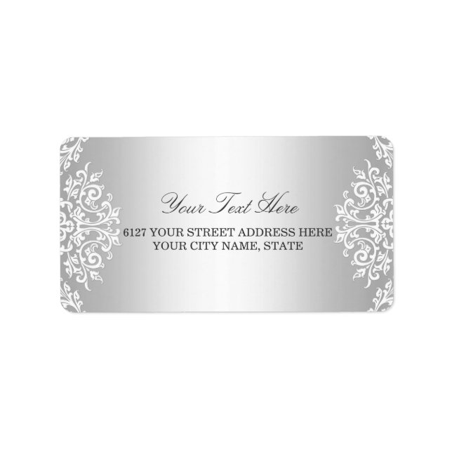 Silver White Vintage Glamour Address Label (Front)