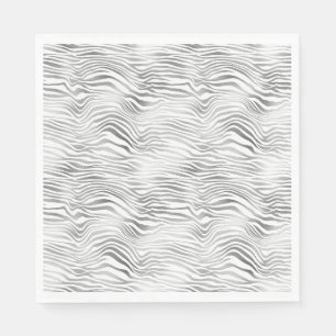 Silver White Zebra Print Napkin