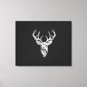 Silver Wild Deer on Carbon Fibre Style Decor