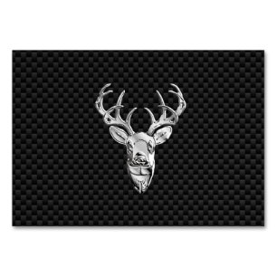 Silver Wild Deer on Carbon Fibre Style Decor Table Number