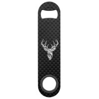 Silver Wild Deer on Carbon Fibre Style Print