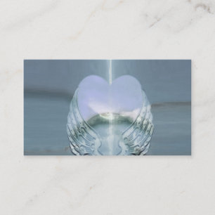 Silver Wings Wrapped Around a Heart Business Card
