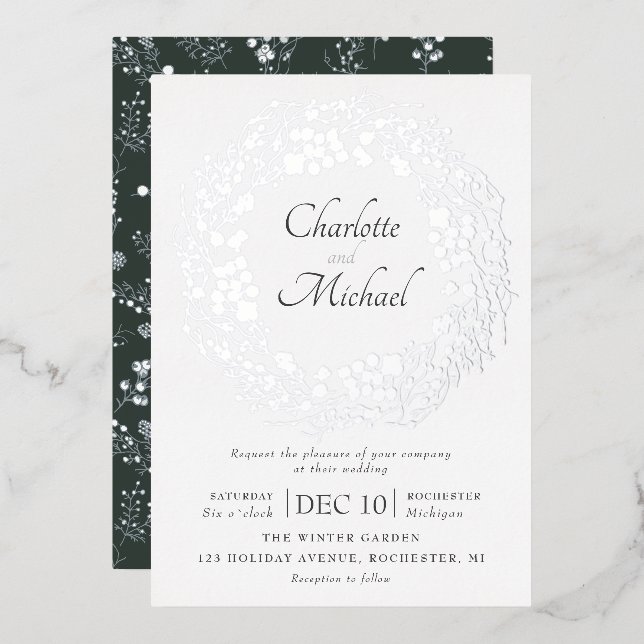 Silver winter berries wreath wedding (Front/Back)