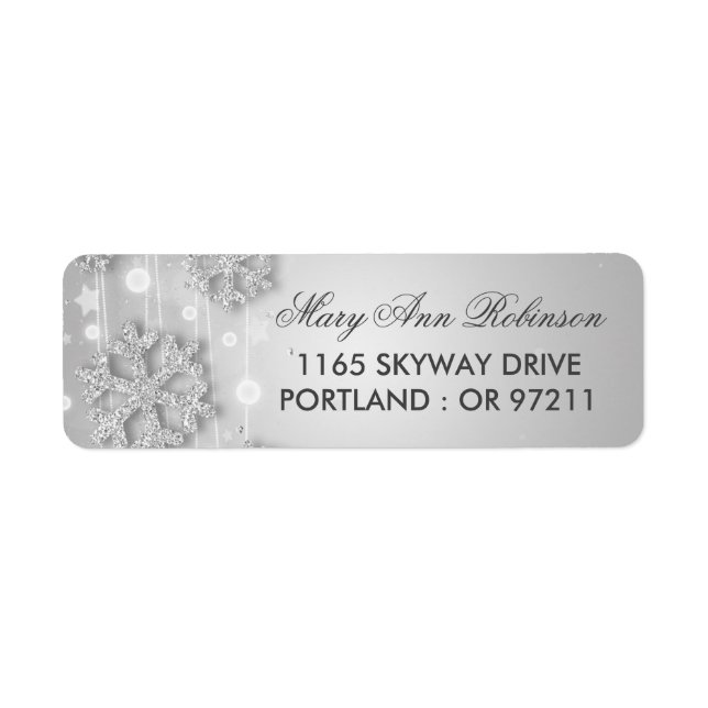 Silver Winter Birthday Return Address (Front)