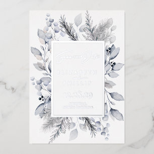Silver Winter Botanical Holiday Save The Date