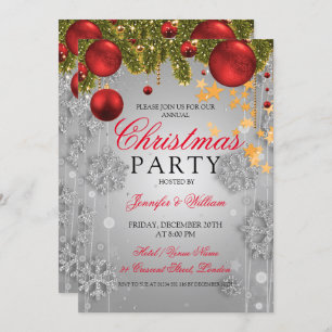 Silver Winter Glam Christmas Holiday Party Invitation