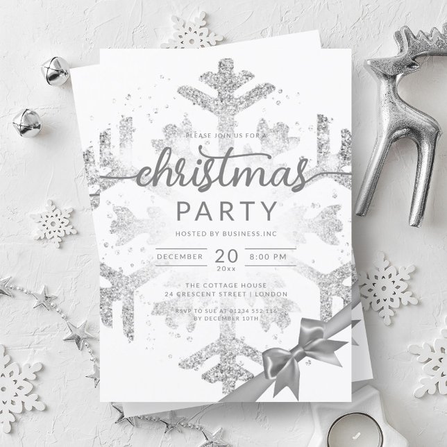 Silver Winter Glitter Snow Company Christmas  Invitation (Silver Winter Glitter Snow Company Christmas Invitation)